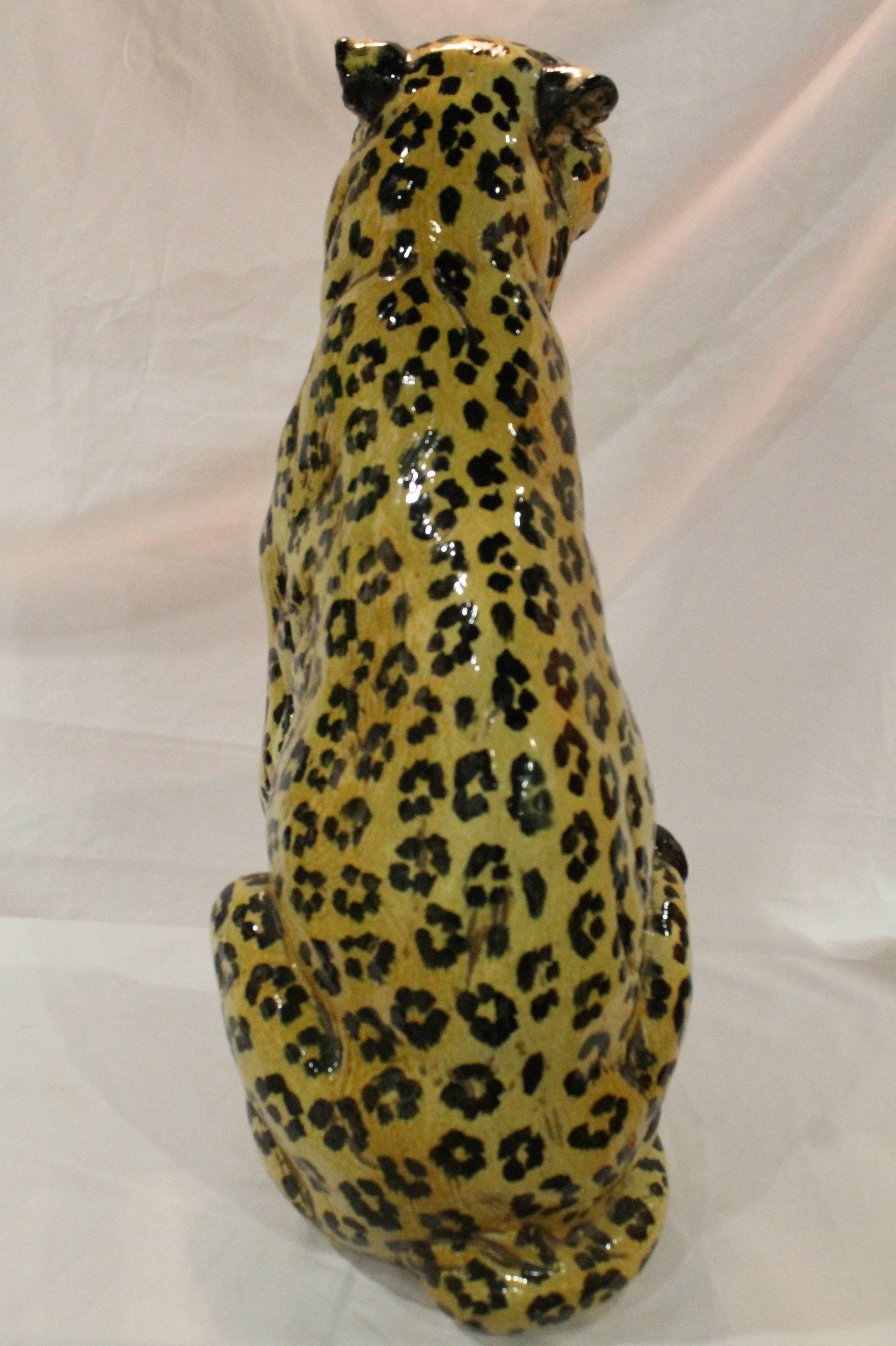 Vintage Italienisch Terrakotta Gepard Statue 3