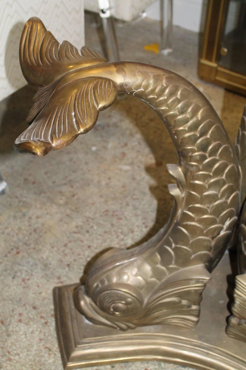 Vintage Italian Brass Koi Fish Table Base For Sale at 1stdibs
