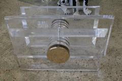 Vintage Lucite and Brass Bolt Coffee or Cocktail Table