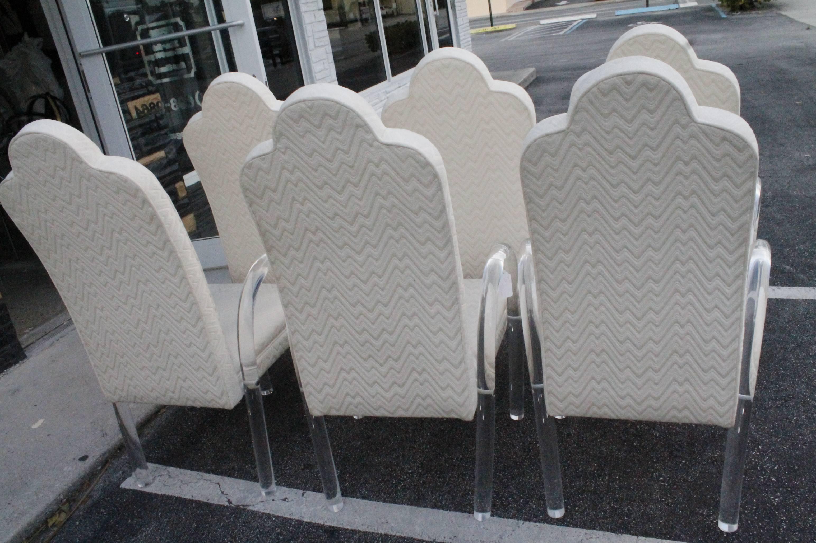 20th Century Set of 8, 10, 11 Charles Hollis Jones Lucite Waterfall Arm Dining Chairs CHJ 