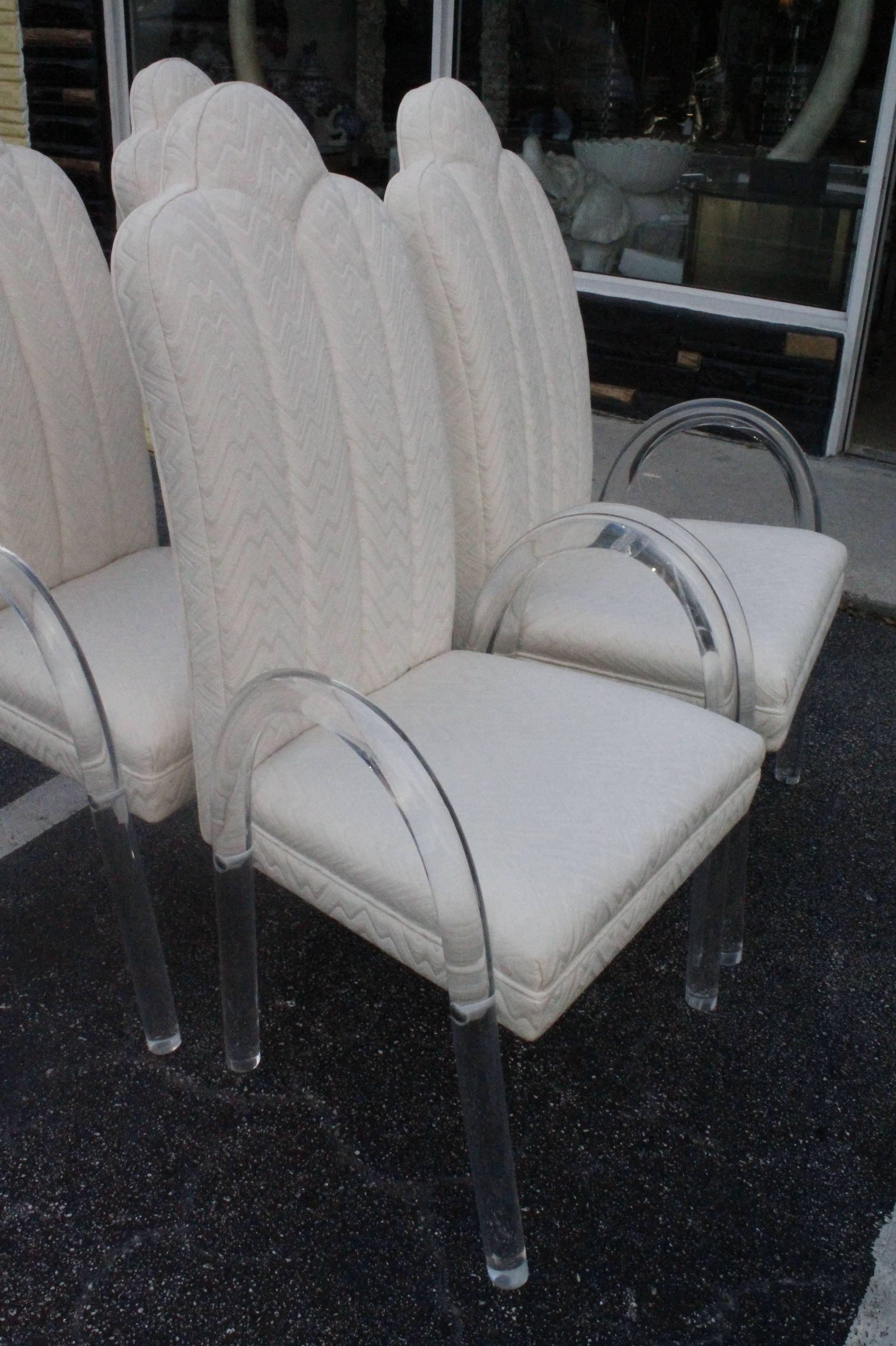 Set of 8, 10, 11 Charles Hollis Jones Lucite Waterfall Arm Dining Chairs CHJ  2