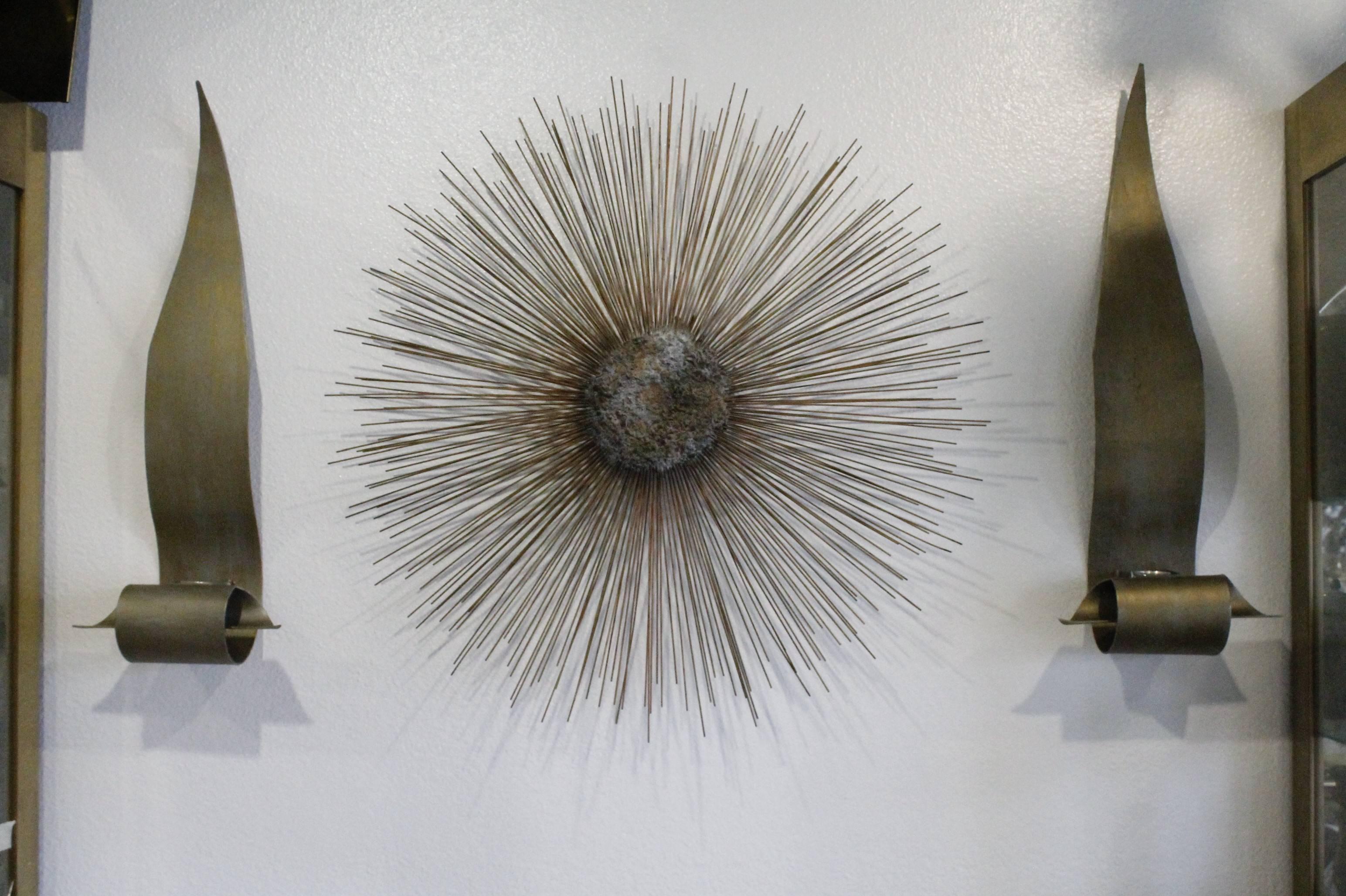 20th Century Curtis Jere Vintage Brass and Bronze Brutalist Starburst Wall Hanging Metal