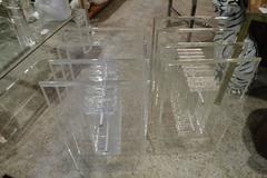 Pair of Lucite Accordion Table Bases in the Style of Charles Hollis Jones