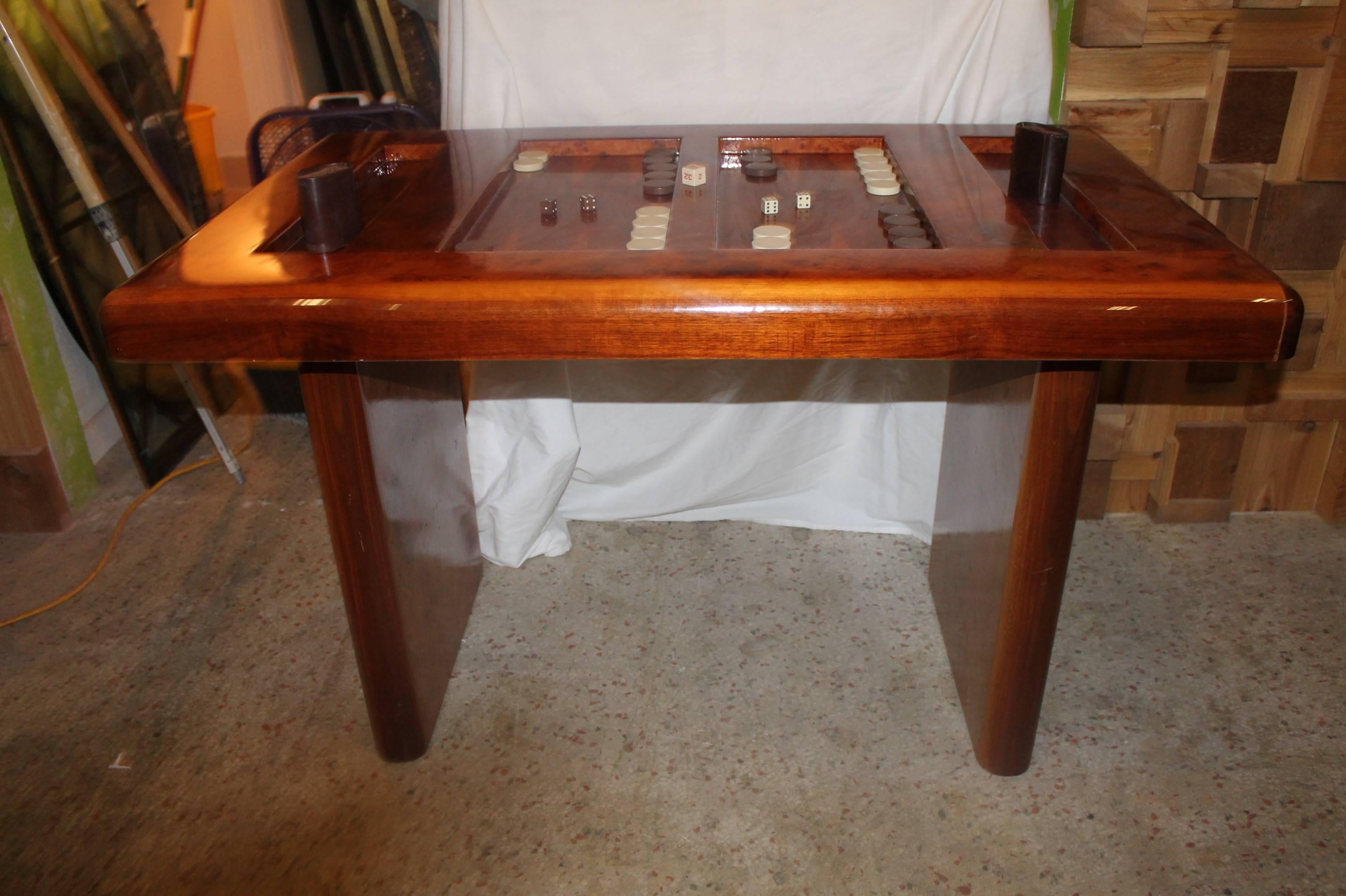 Vintage Beautiful burl wood backgammon game table.

