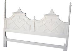 Thomasville Pagoda Chinese Chippendale King-Size Headboard Chinoiserie Lacquered