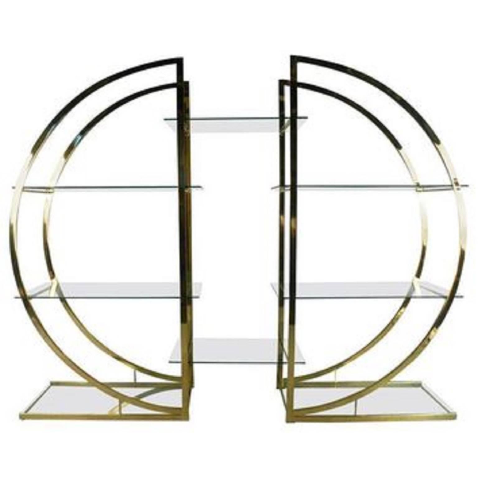 milo baughman brass etagere