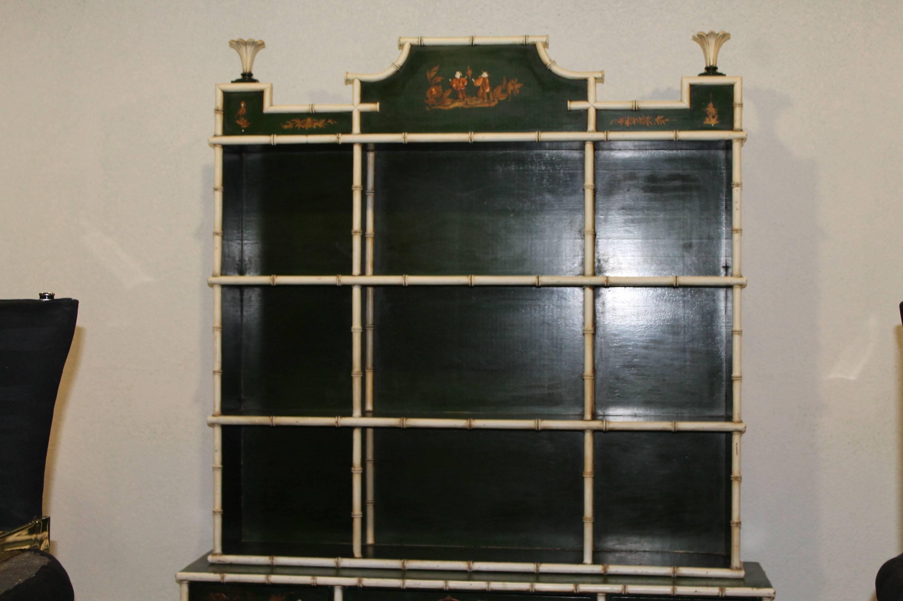 Faux Bamboo Chinese Chippendale China Cabinet 2