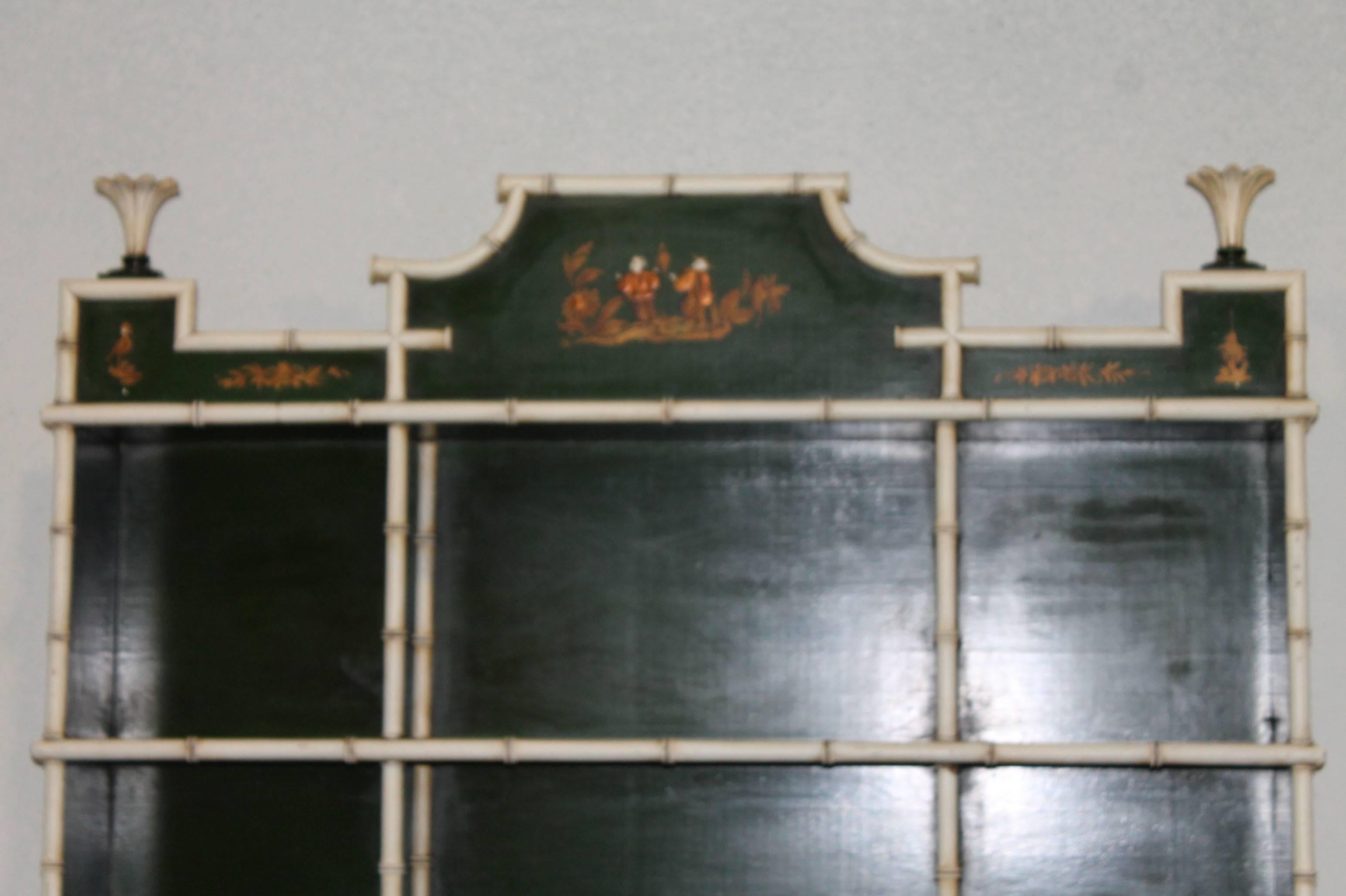 Faux Bamboo Chinese Chippendale China Cabinet In Good Condition In West Palm Beach, FL