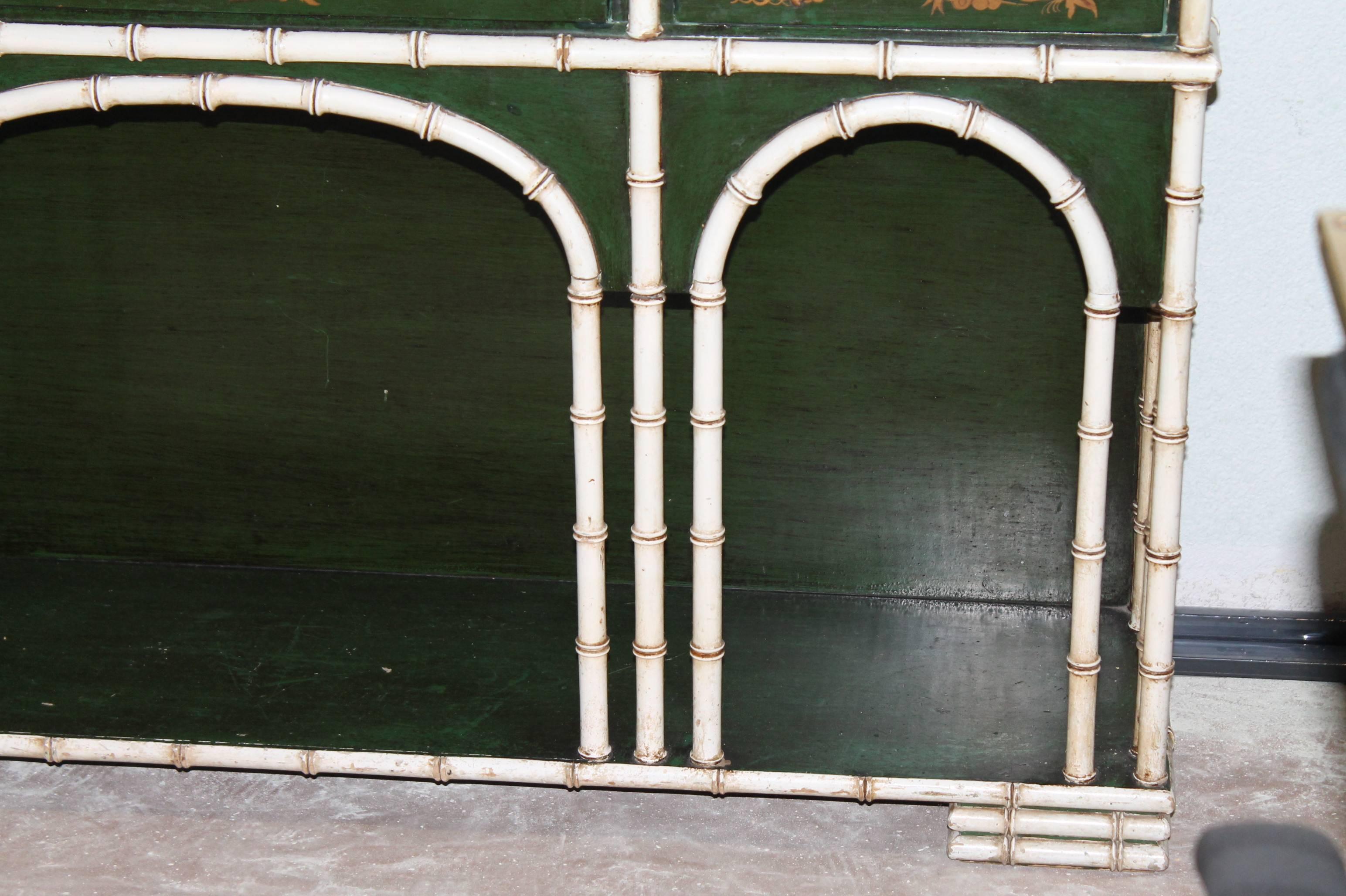 Spanish Faux Bamboo Chinese Chippendale China Cabinet