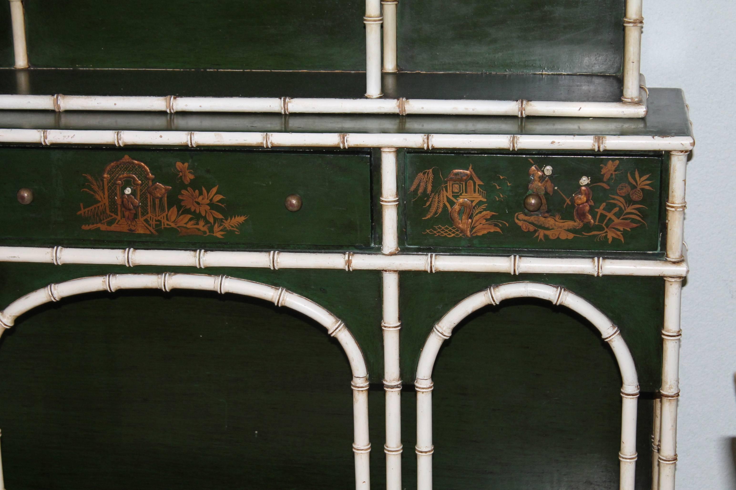 Chinoiserie Faux Bamboo Chinese Chippendale China Cabinet