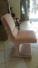 Set of Eight Vintage Hollywood Regency Pink and Brass Cantilever Side Chairs