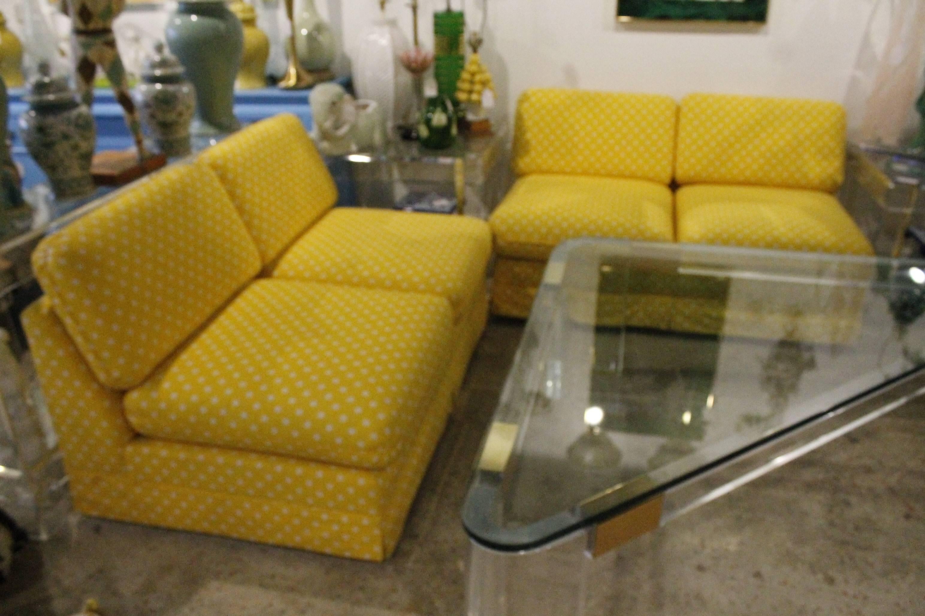 Thayer Coggin Pair of Slipper Sofas or Loveseats by Milo Baughman In Fair Condition For Sale In West Palm Beach, FL
