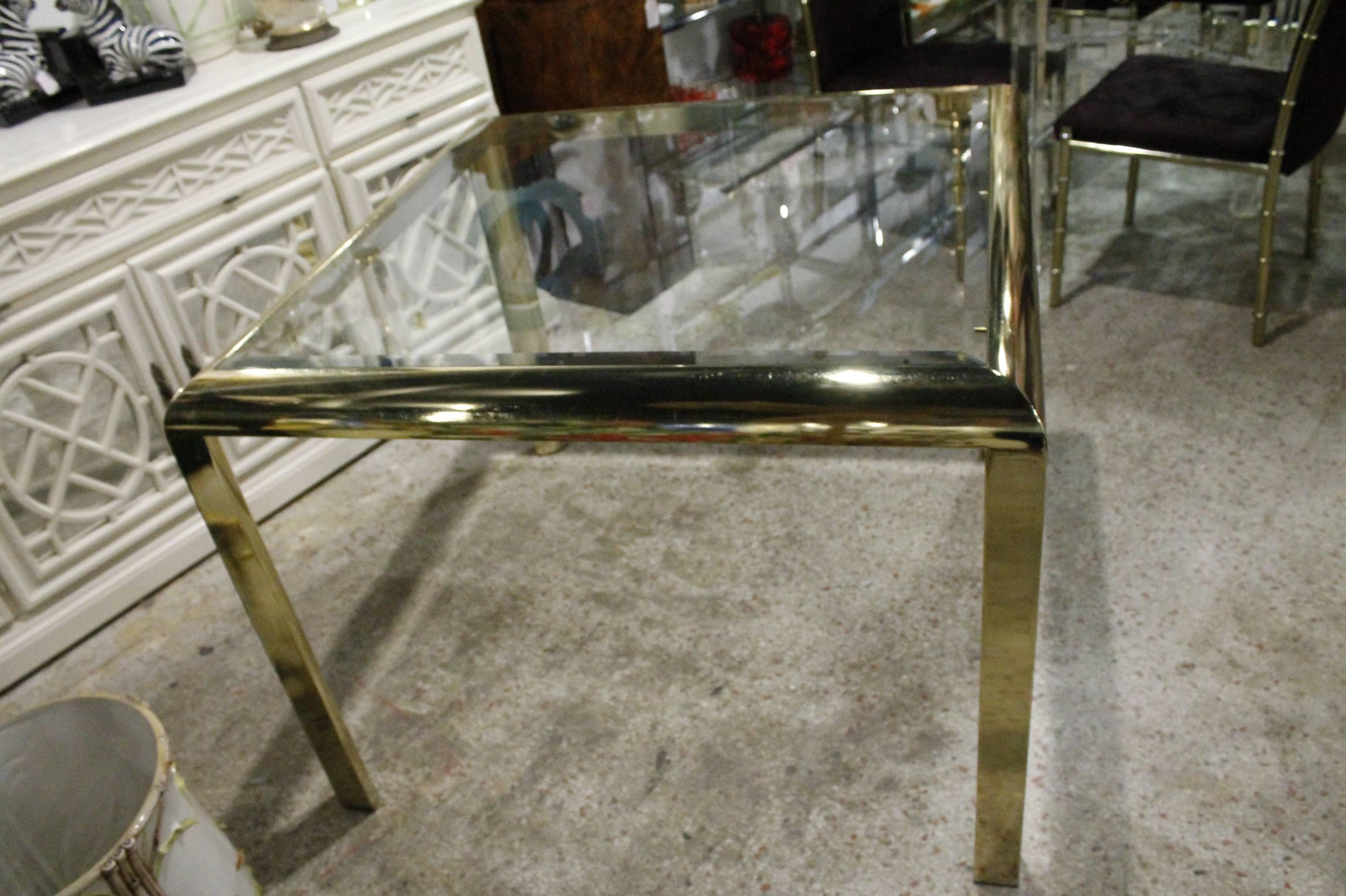 DIA Brass Dining Game Table Vintage Hollywood Regency Design Institute America In Good Condition In West Palm Beach, FL