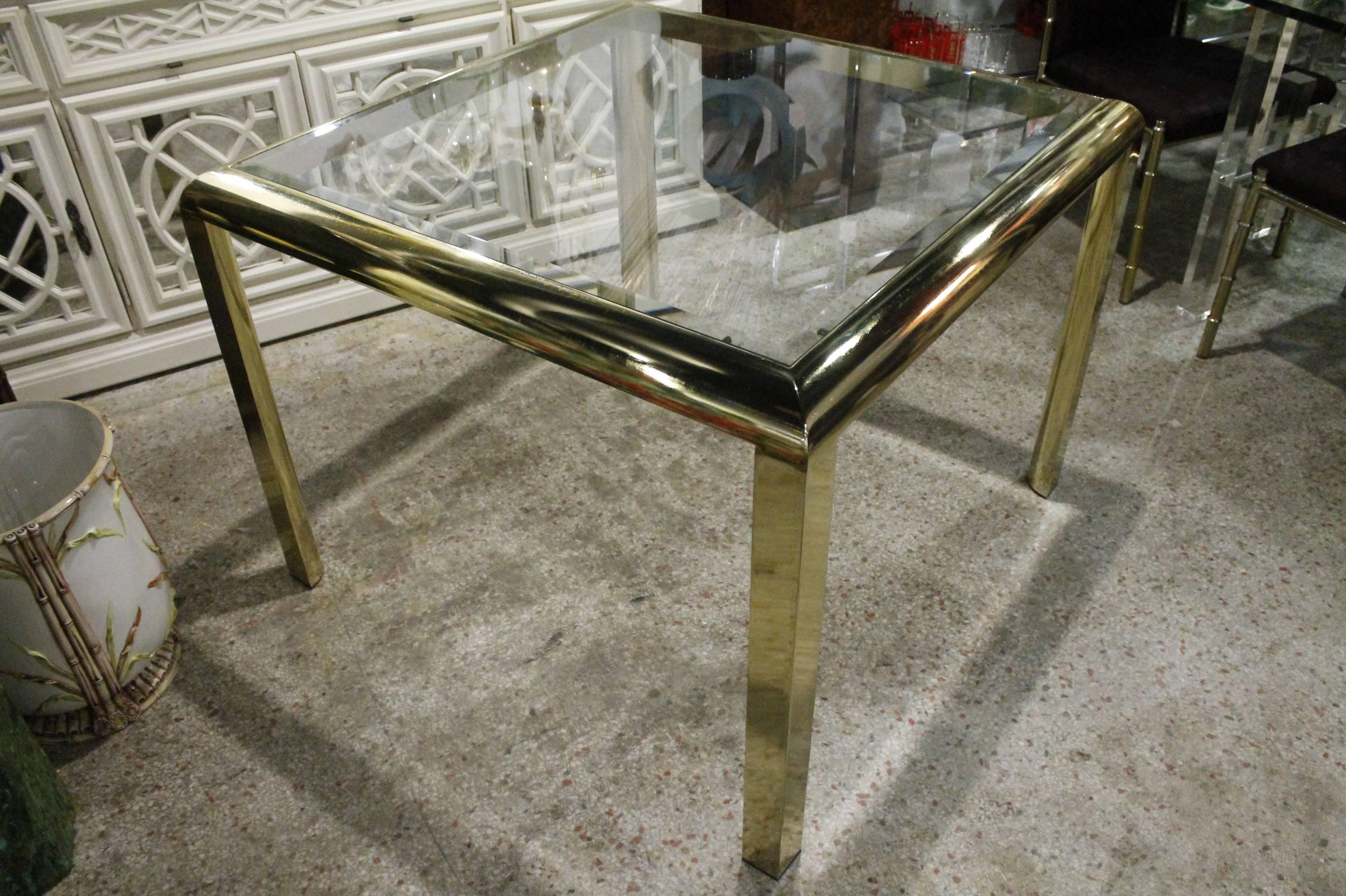 20th Century DIA Brass Dining Game Table Vintage Hollywood Regency Design Institute America