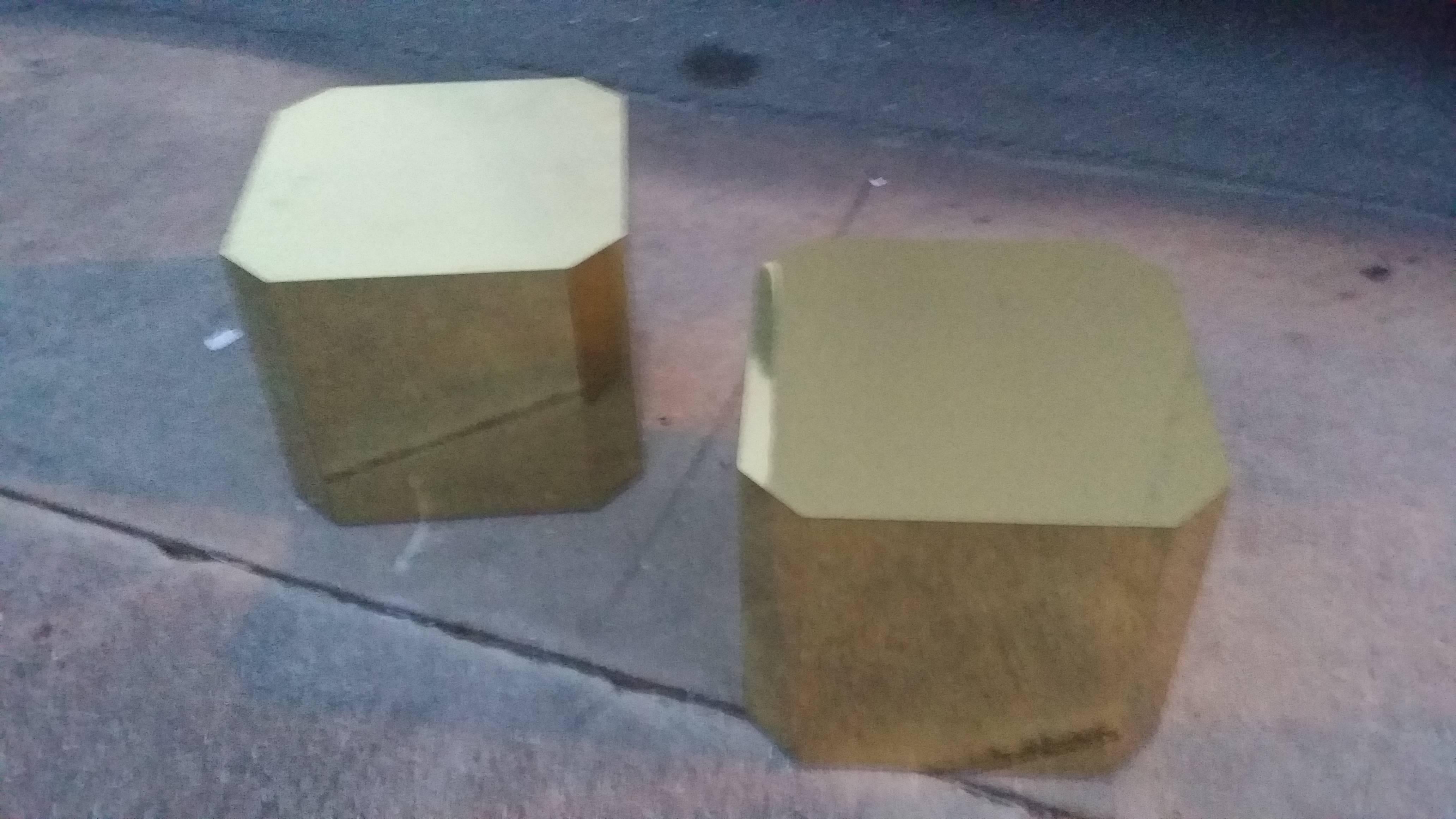 20th Century Mastercraft Benches Vintage Pair of Gold Brass Stools Ottomans Hollywood Regency