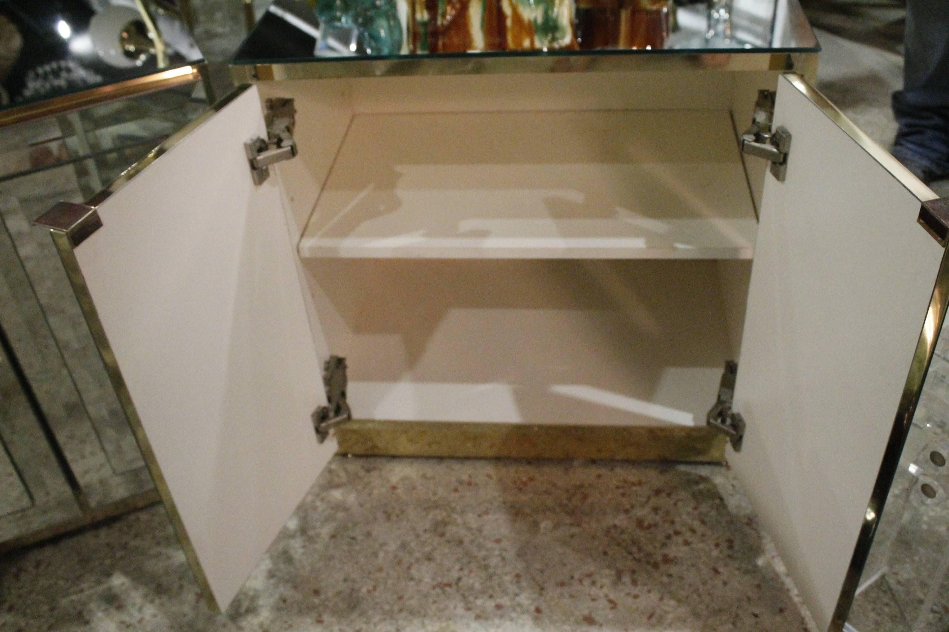 Ello Pair of Mirrored Mirror Brass Chests End Tables, Hollywood Regency 2