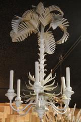 Palm Tree Frond Chandelier Serge Roche Style Metal Tole Italian Palm Beach
