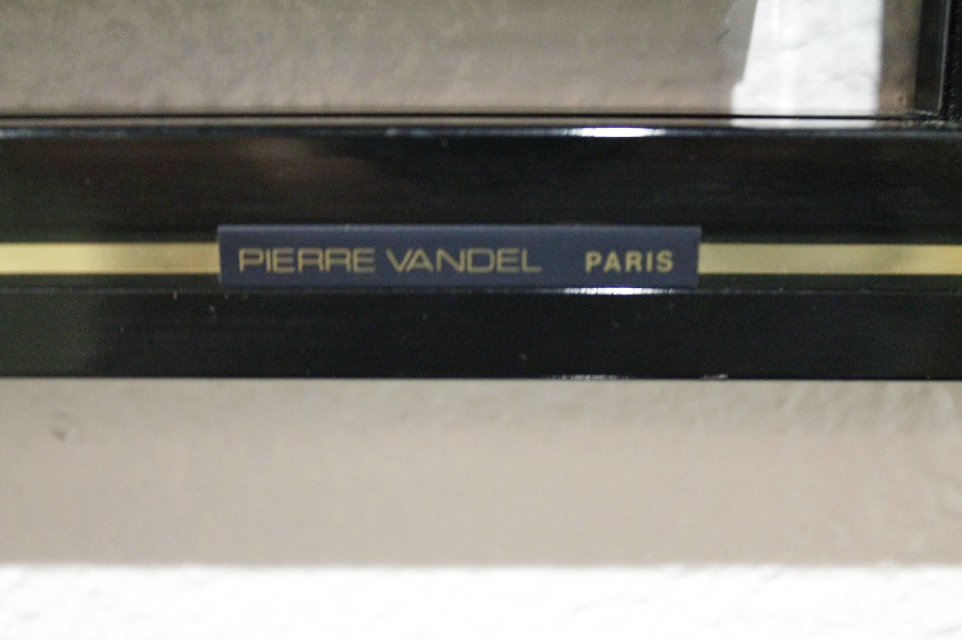 French Pierre Vandel Paris Desk Console Table & Wall Mirror Brass Set Hollywood Regency