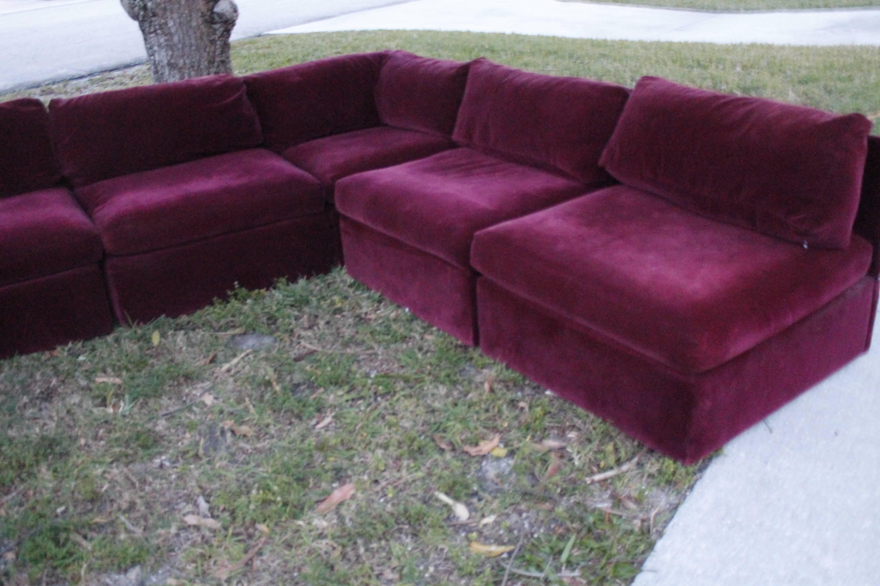 vintage velvet sectional