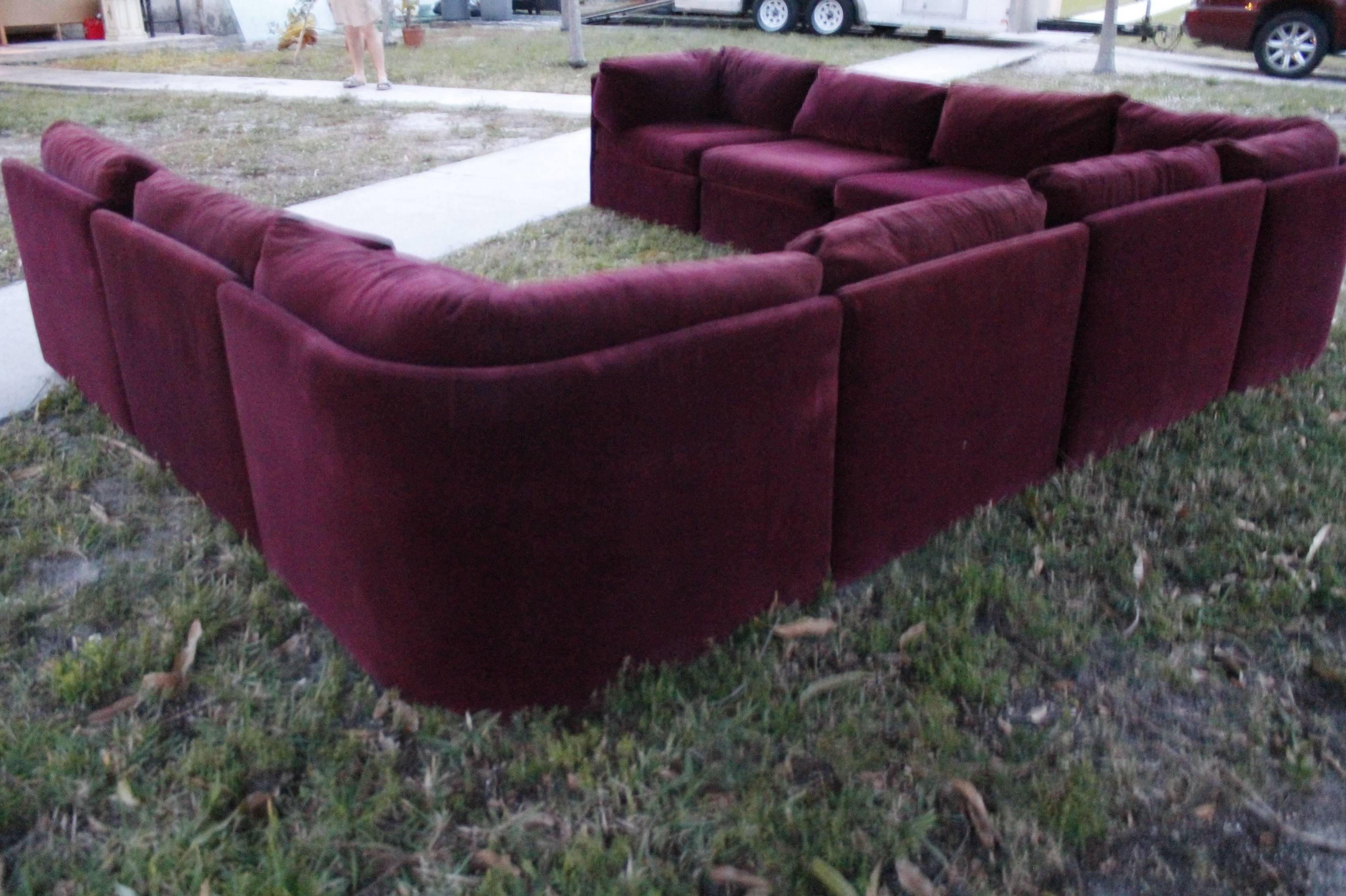Mid-Century Modern Milo Baughman for Thayer Coggin Tagged Nine Piece Sectional Sofa Couch Vintage