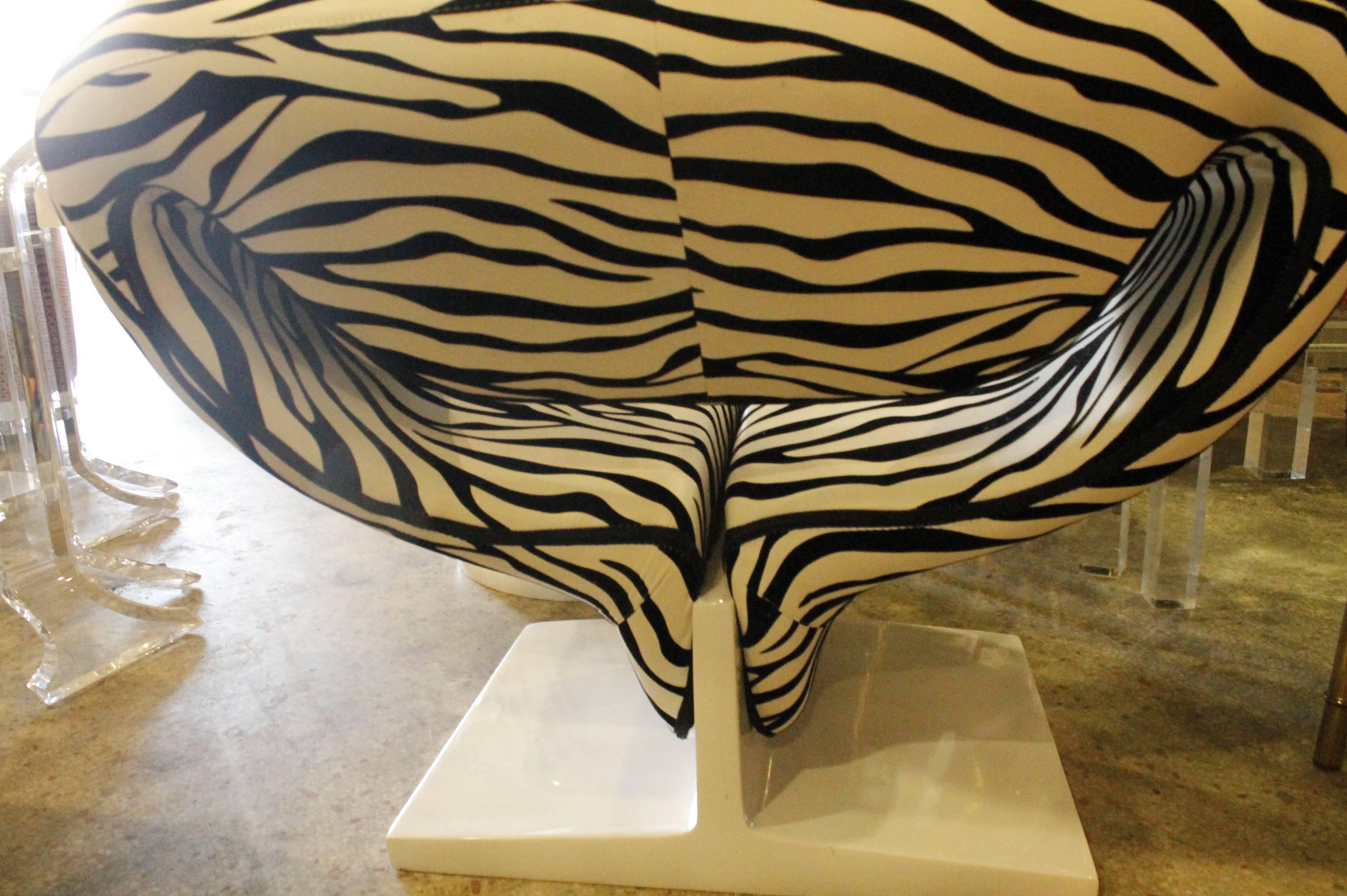 Vintage Pierre Paulin Ribbon Style Chair and Ottoman Footstool Zebra  1