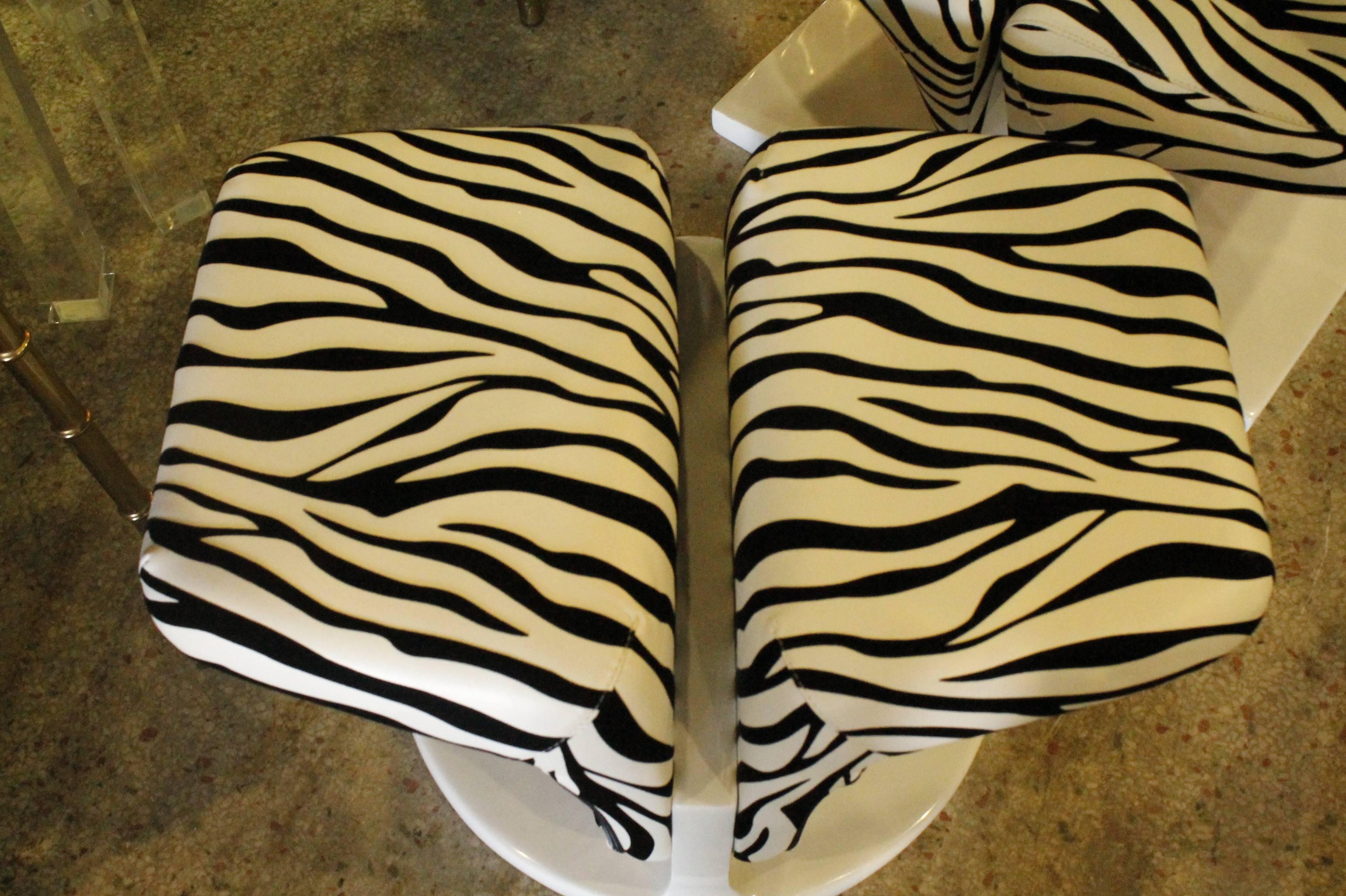 Vintage Pierre Paulin Ribbon Style Chair and Ottoman Footstool Zebra  2