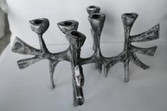 Donald Drumm Large Candelabra Six Candleholder Brutalist Cast Aluminum Metal