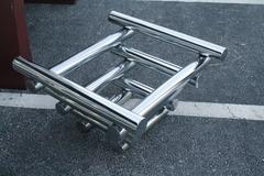 Chrome Stacked Column Vintage Coffee Cocktail Table Architectural