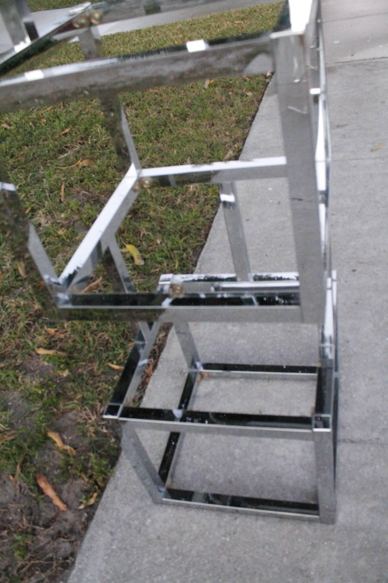 Mid-Century Modern Milo Baughman Cube Chrome Ètagerè Shelves Geometric Square Shelf