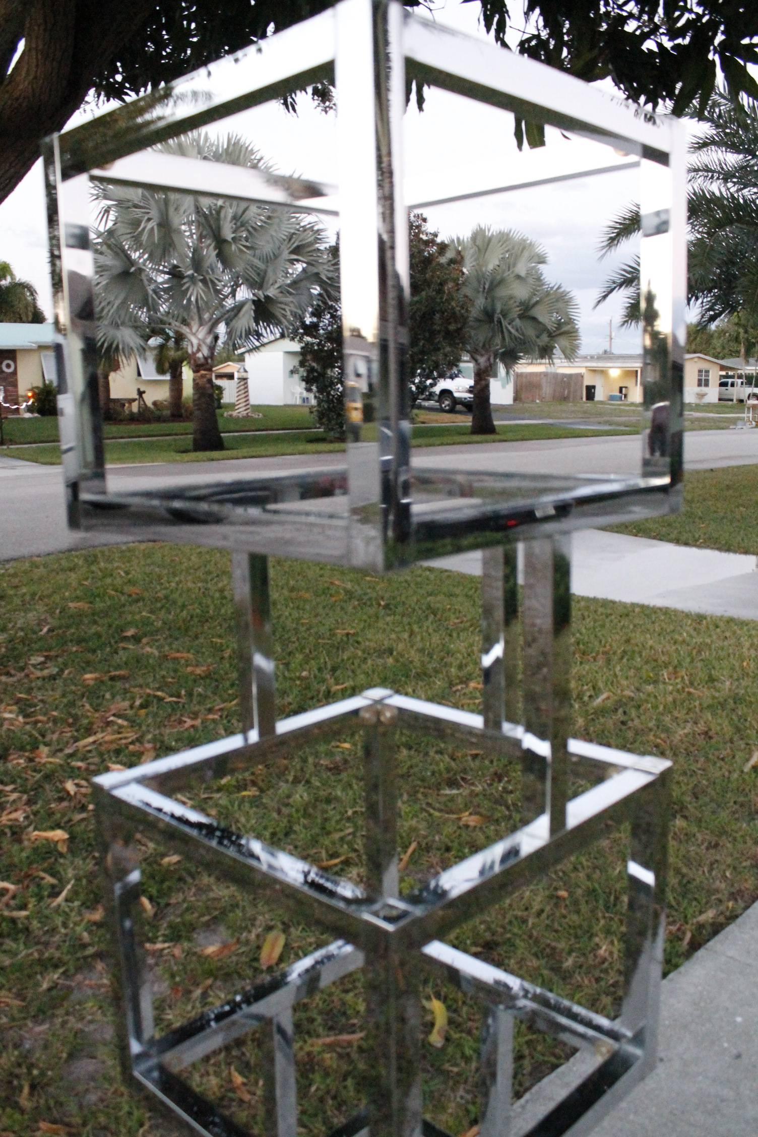 American Milo Baughman Cube Chrome Ètagerè Shelves Geometric Square Shelf