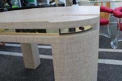 Grasscloth Brass Game Table Vintage Wrapped Linen Karl Springer Style
