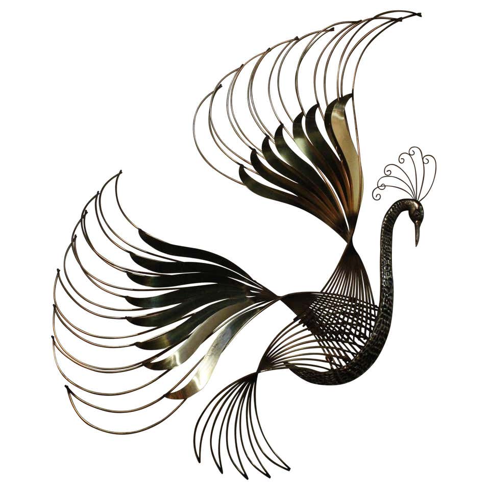 Curtis C. Jere Vintage Peacock Brass Bird of Paradise Wall Art Hanging ...