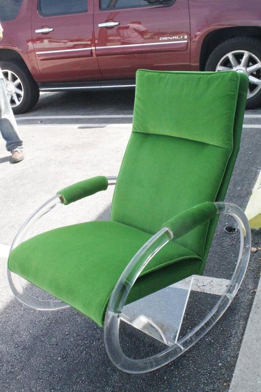 Charles Hollis Jones Lucite Rocker Rocking Chair and Ottoman Footstool ...