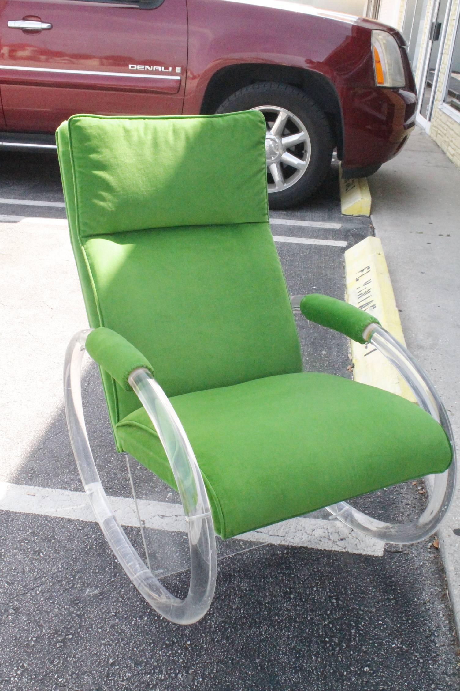 Charles Hollis Jones Lucite Rocker Rocking Chair and Ottoman Footstool 3