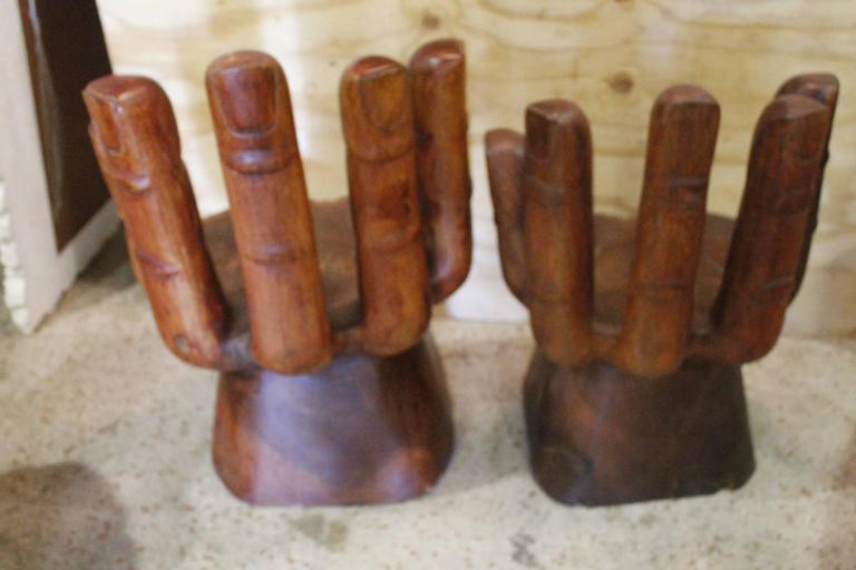 Hand Chairs Pair Vintage of Fingers Wood Childs Childrens Seats Right