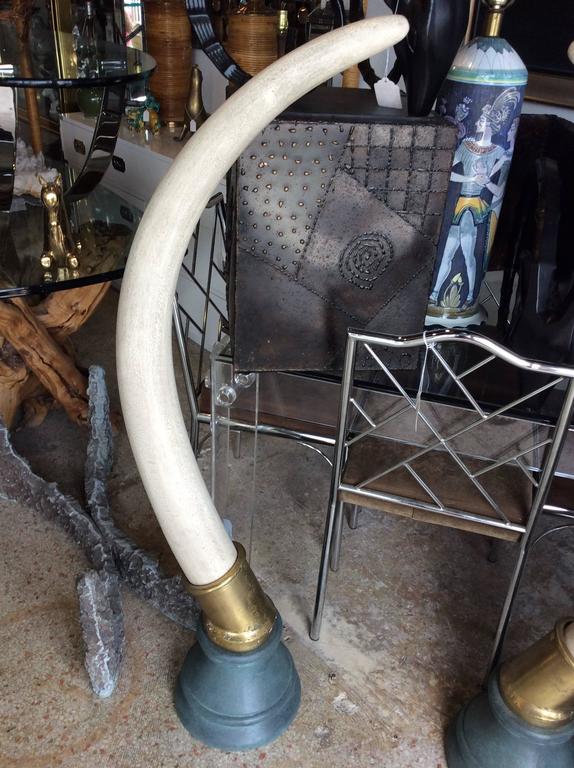 Pair Faux Elephant Tusks Brass Monumental Hollywood Regency For Sale 3