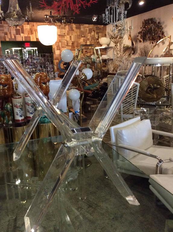 Pair Available Vintage Lucite XBase Dining Table or Desk Base For Sale