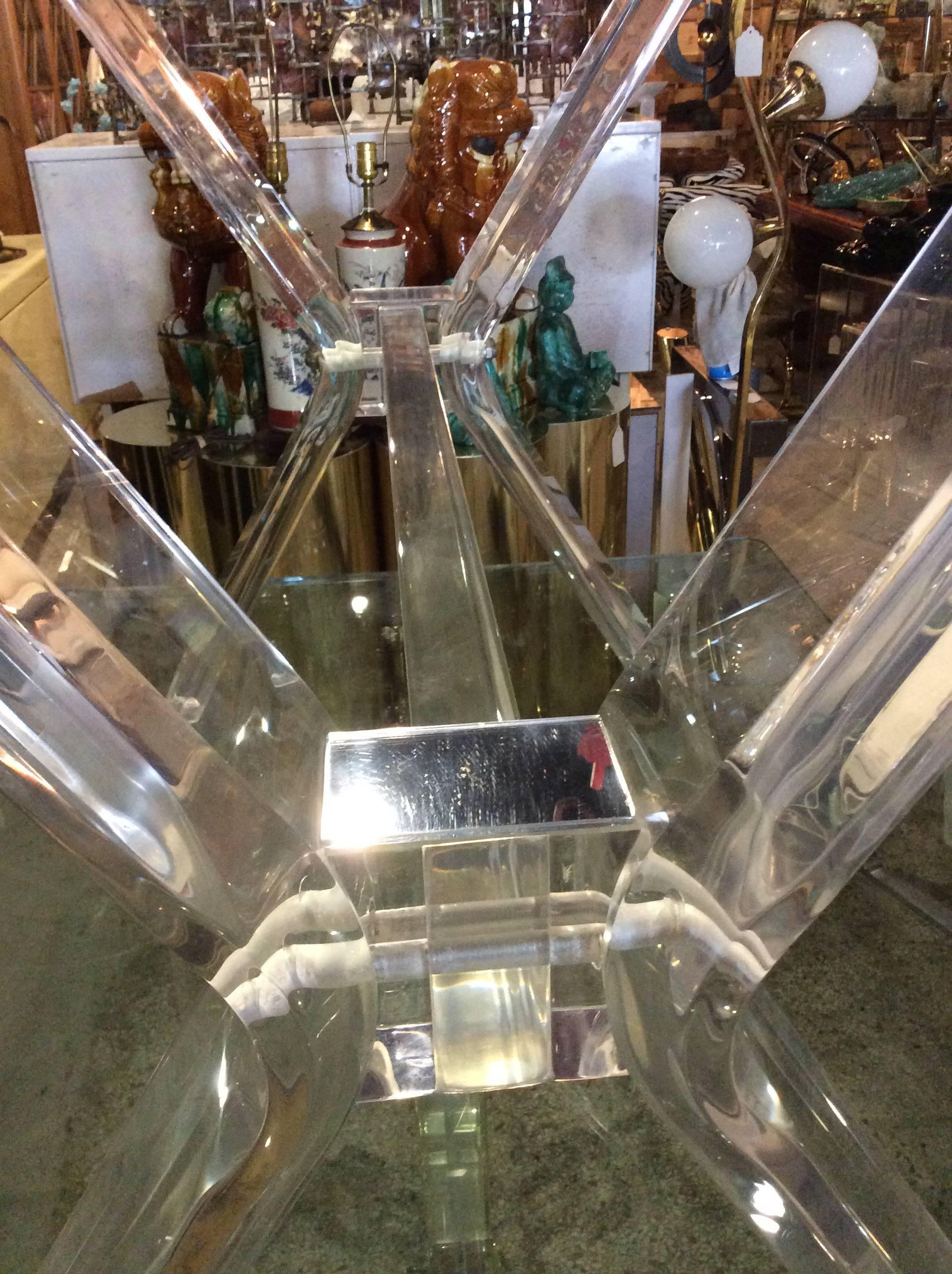 Mirror Pair Available Vintage Lucite X-Base Dining Table or Desk Base