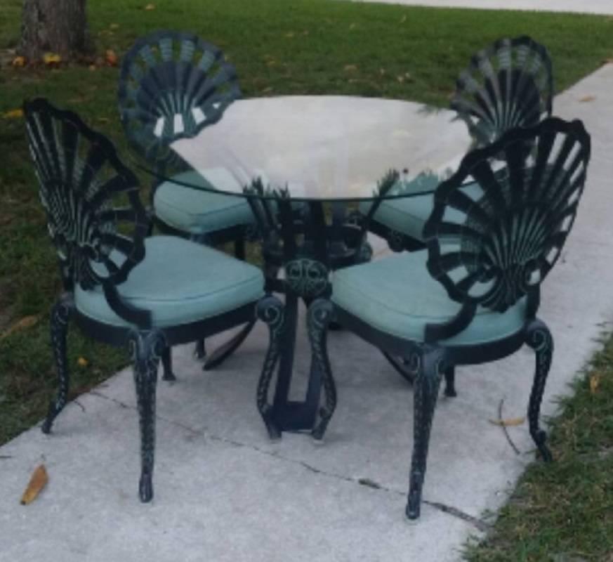 Brown Jordan Vintage Grotto set five-piece which includes round dining table with glass top and four side chairs. I have two complete sets available. I also have additional chairs available. If interested you may purchase the other as well, email me