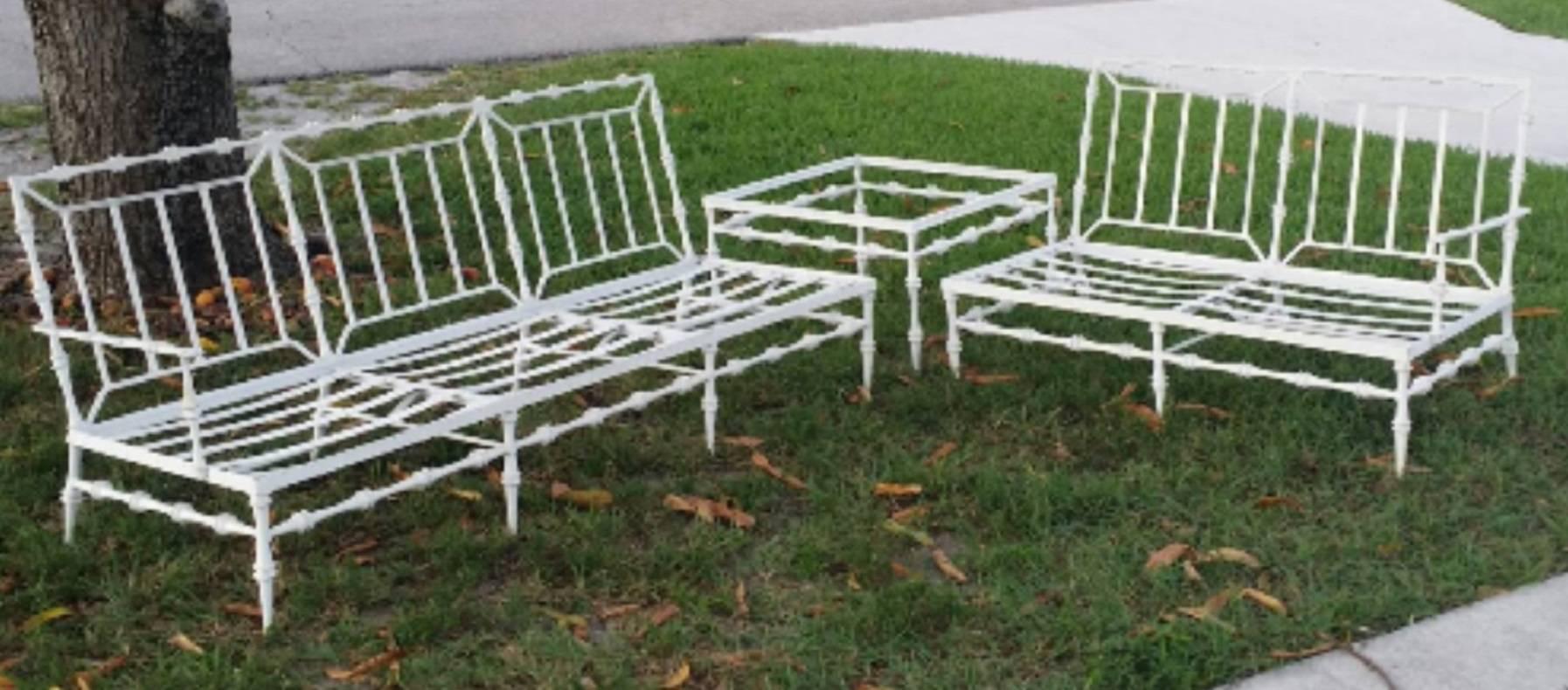 4 Pc Phyllis Morris Patio Set Sofa Sette Coffee & End Table Aluminum Porch Metal In Good Condition In West Palm Beach, FL