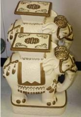 Elephants Pair of Gold White Stools Plant Stands End Side Tables Benches Garden