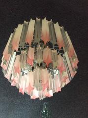 Pink Lucite Chandelier Vintage Three-Tier Hollywood Regency Palm Beach Chrome