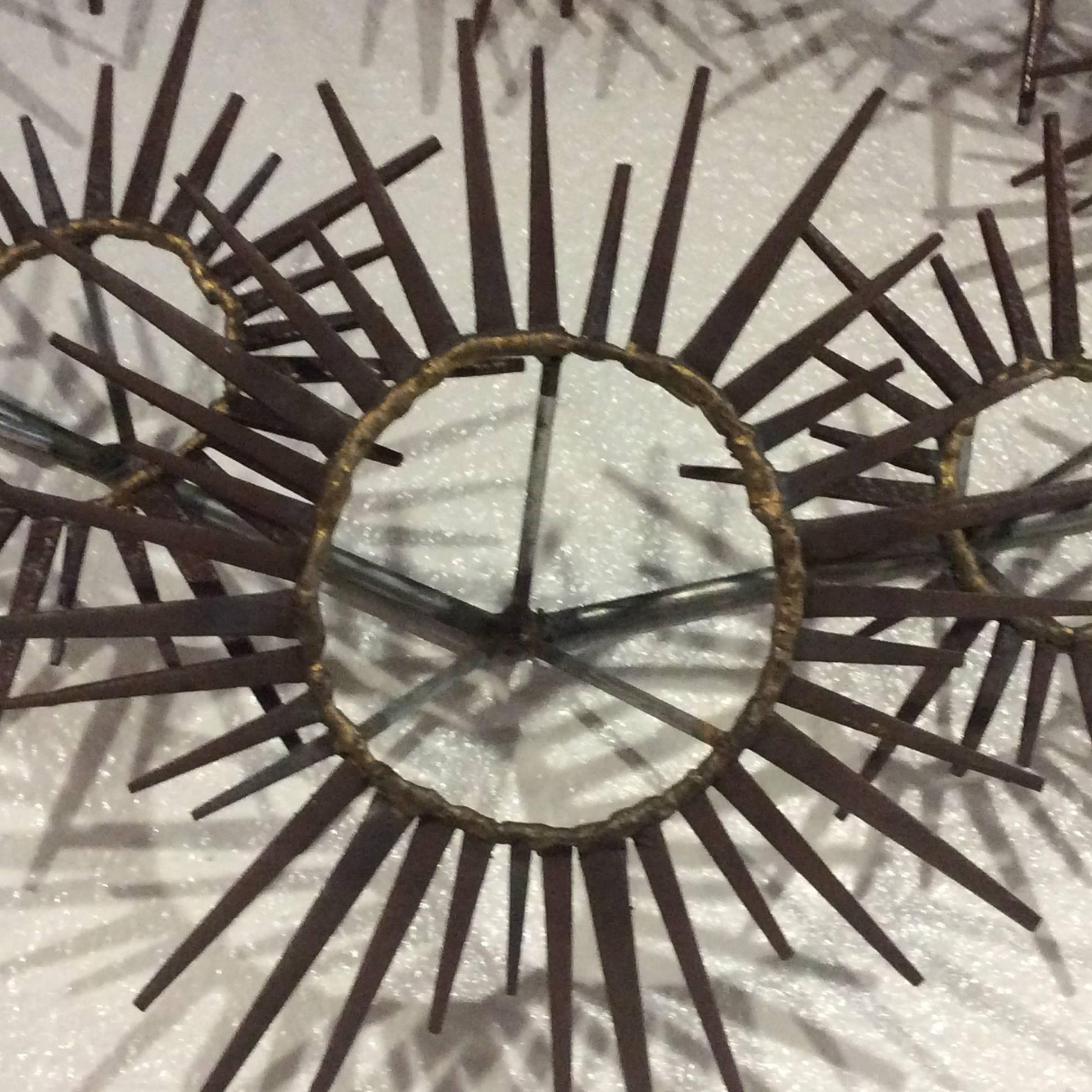 American Brutalist Nail Wall Art Mid-Century Modern Vintage Sunburst Starburst Metal  For Sale