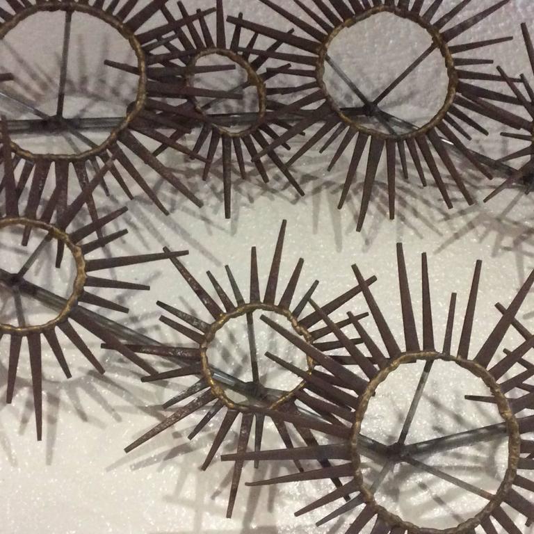 Brutalist Nail Wall Art Mid-Century Modern Vintage Sunburst Starburst Metal  For Sale 2
