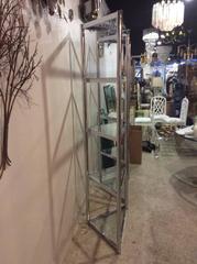 Milo Baughman Vintage Pair of Chrome Etageres Shelves Corner Triangle Display