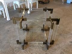 Charles Hollis Jones Vintage CHJ Lucite and Brass Metric Dining Table Base Rare