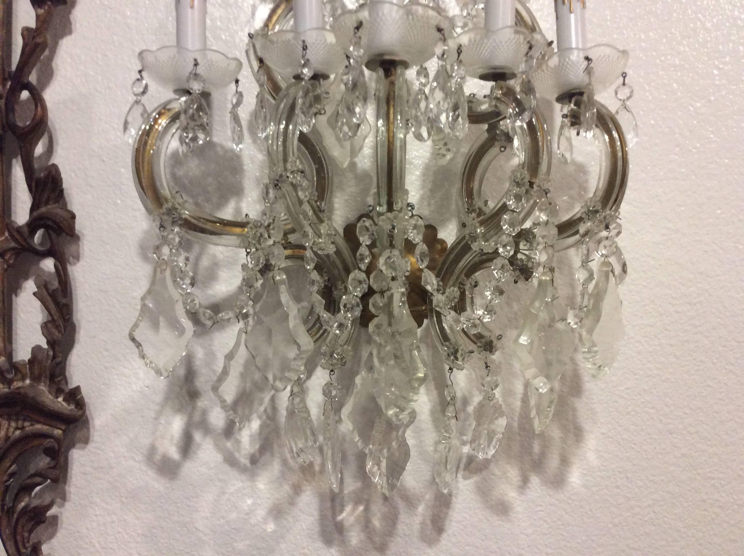 antique french crystal wall sconces