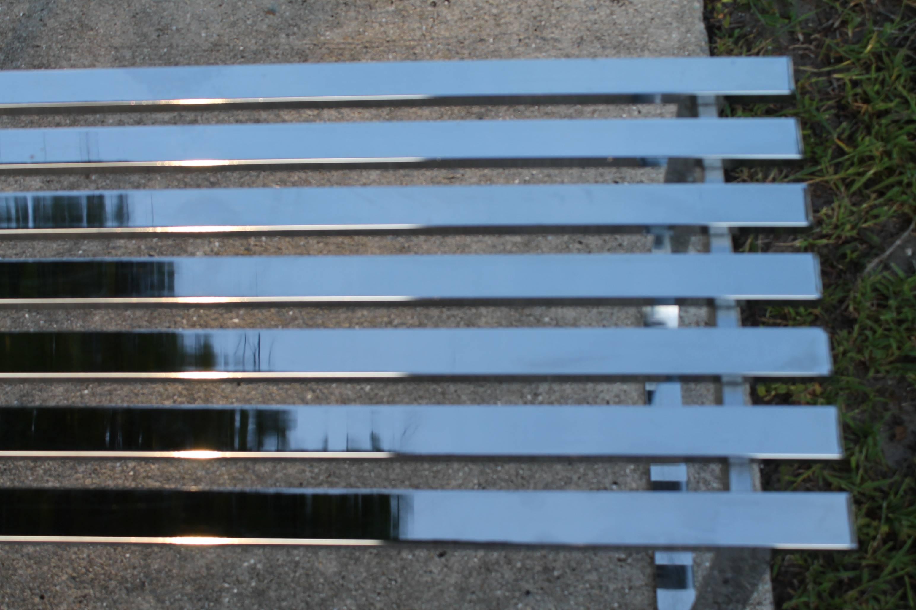 metal slat bench