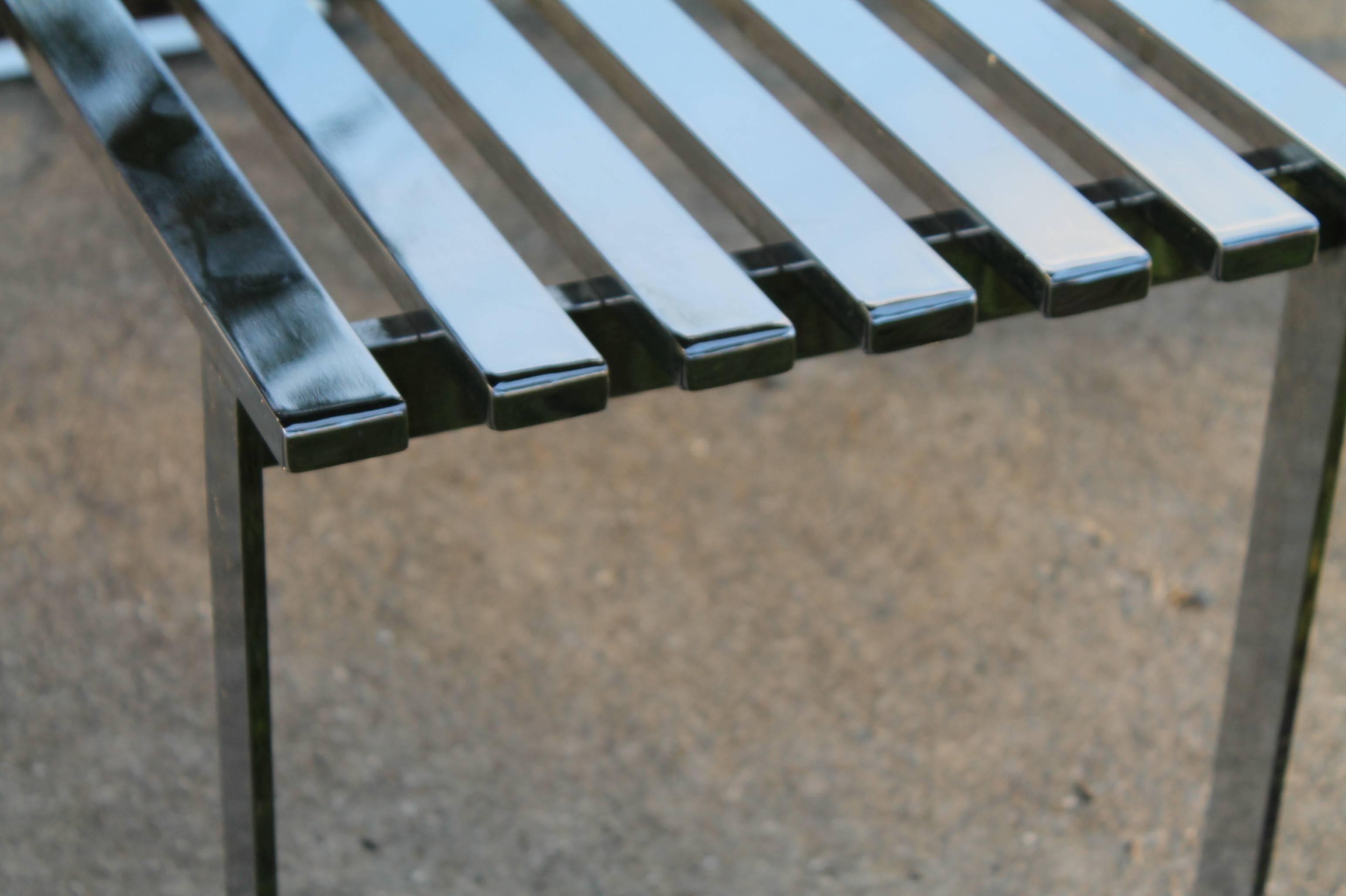 American Milo Baughman Chrome Slat Vintage Bench or Coffee Table, Steel Hollywood Regency