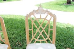 Vintage Pair of Pagoda Bar Stools, Fret Chinese Chippendale Chinoiserie